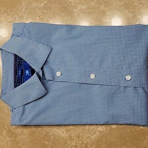 EGARA Slim Fit Non-Iron Blue & white micro check Long-sleeved Button-down Shirt,